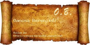 Oancsa Bereniké névjegykártya